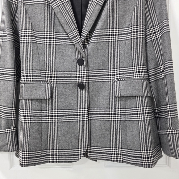 Alice + Olivia Paulene Plaid Wool Blend French Cuff Sparkle Blazer Size 2 - Picture 8 of 17